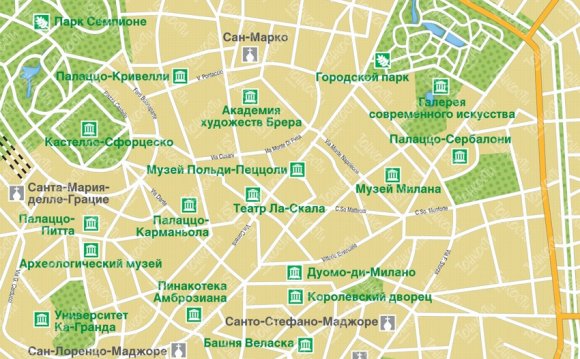 Карта Милана с Магазинами
